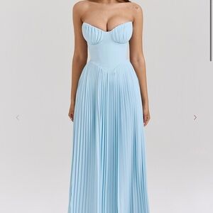 House of CB Strapless Light Blue Dress